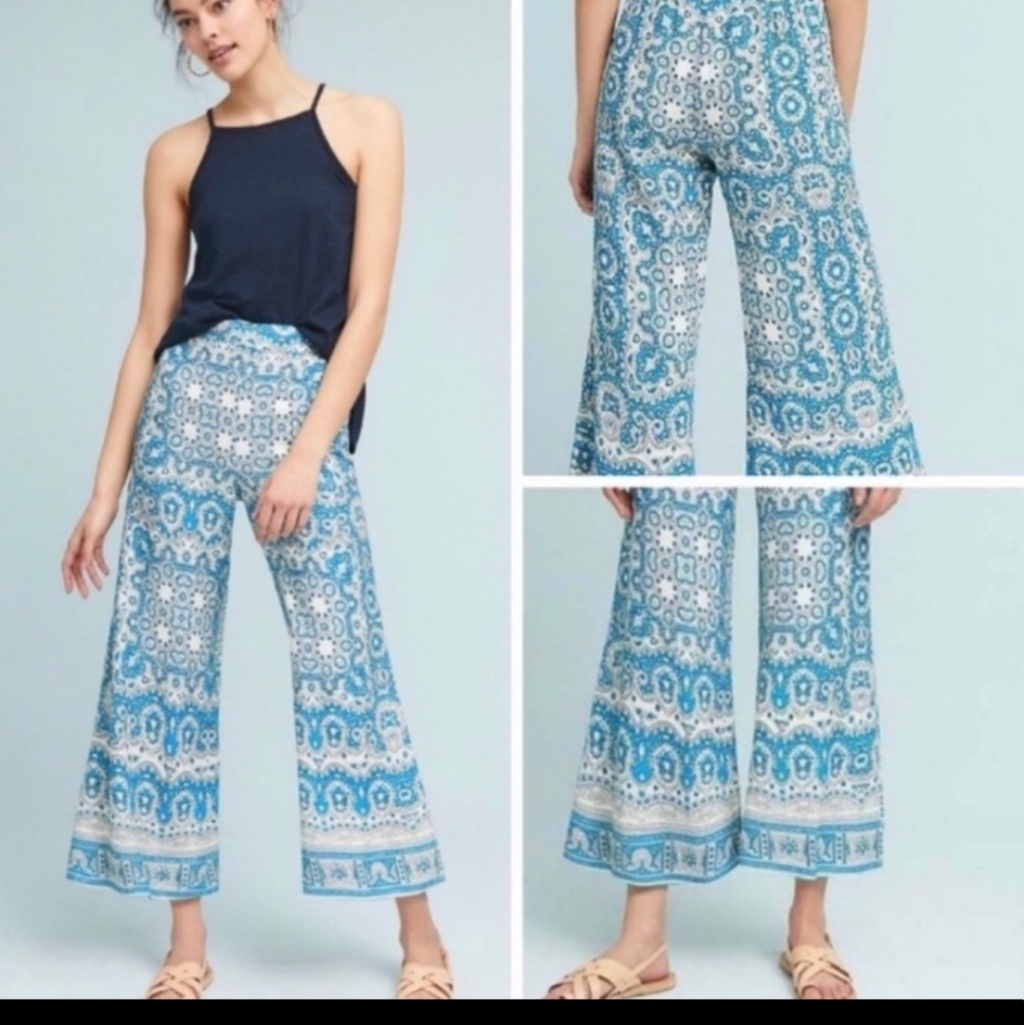 Anthropologie Wide Leg Paisley Crop Pant 6